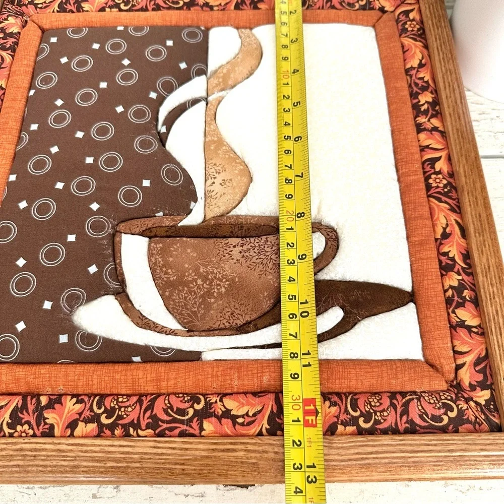 Coffee Quilted Bar Sign Barista Wall Hanging Fall Colors Coffee Mug Cup Art 13”